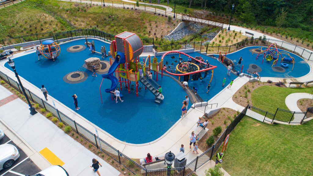 Aerial view of Mooresville Liberty Park playground